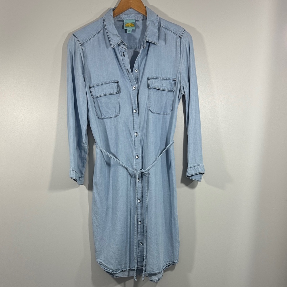 C&C California Blue Button-Up Denim Dress Size Medium